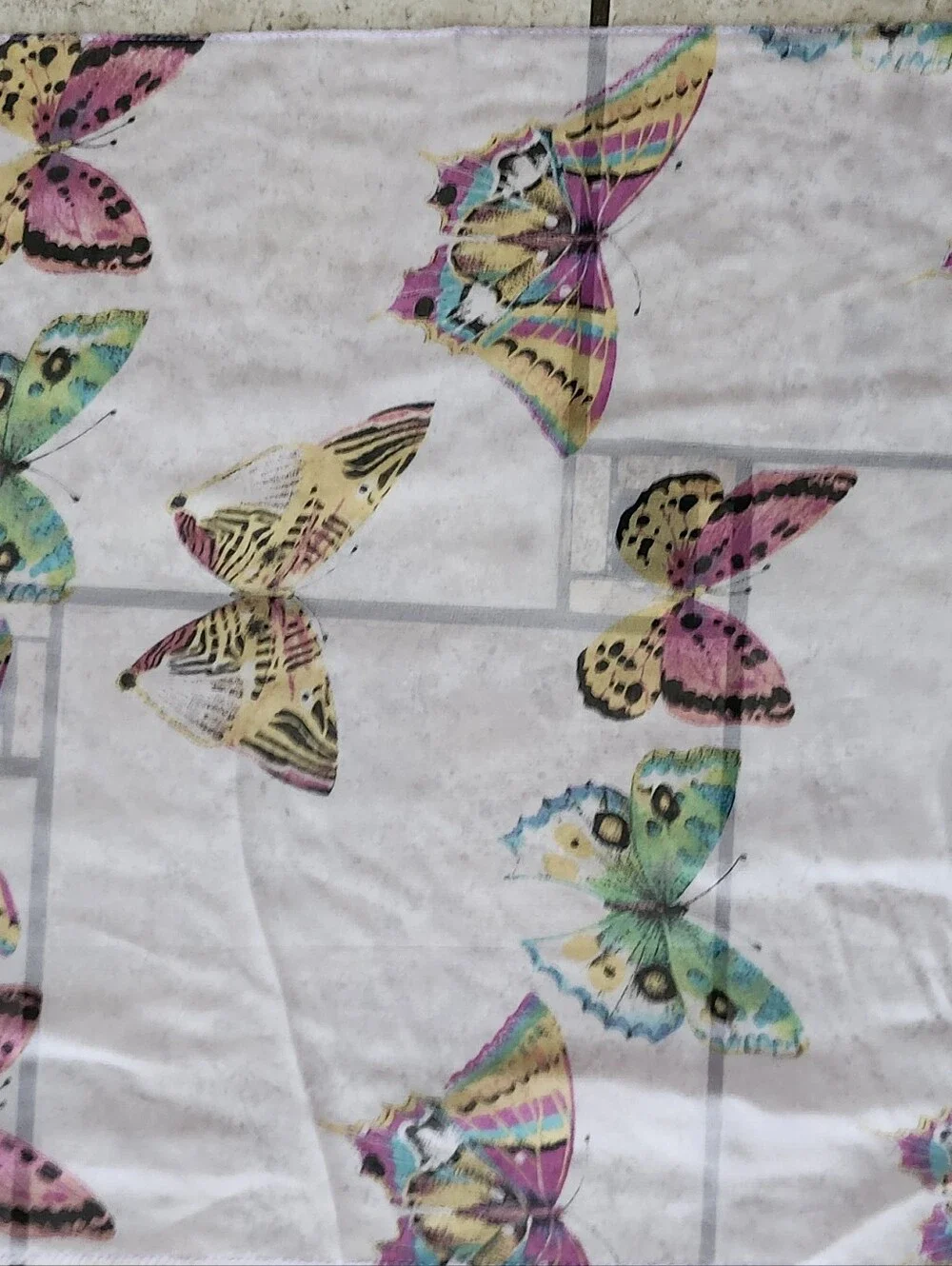 Light Purple Butterfly Print Silk Scarf 14x59